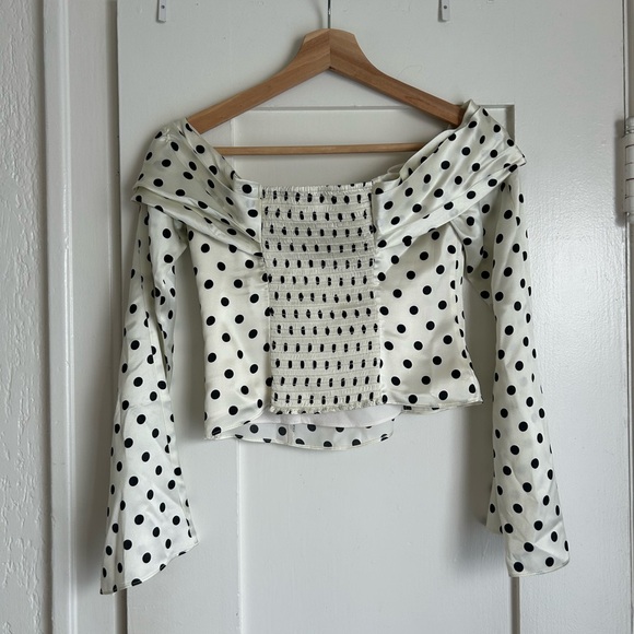 Reformation Niri Polka Dot Off-Shoulder Top - Picture 3 of 5